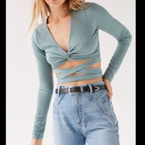 URBAN OUTFITTERS sabel textured wrap crop top